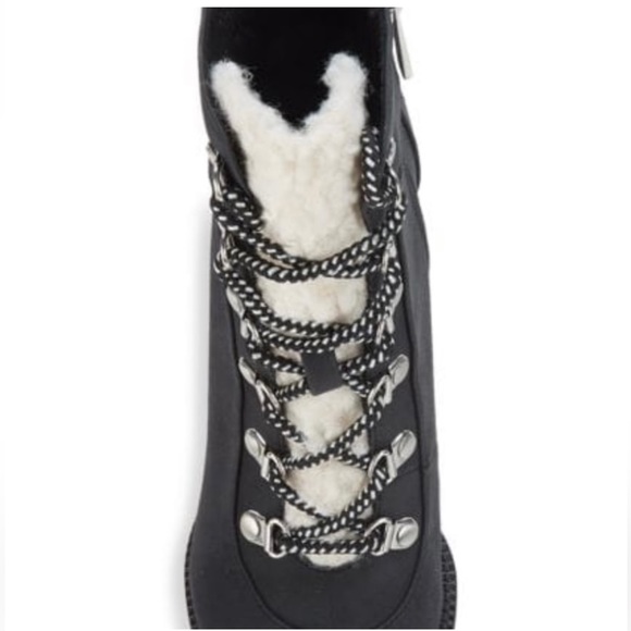 Black Platform Combat Boot, faux fur trim, size 7.5 - Picture 8 of 8